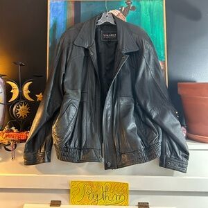 Vintage 80s 90s Wilsons Leather Distressed Black Bomber Jacket XL